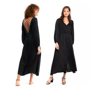 Free People Later Days Midi Dress Black